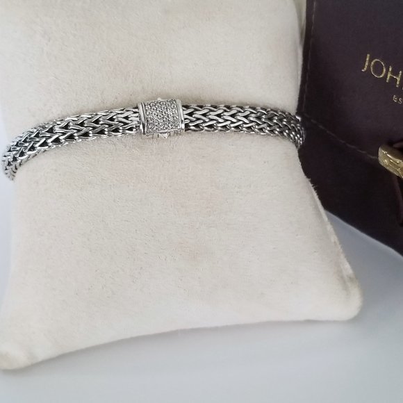 SOLD - JOHN HARDY Classic Diamond Collection Sterling Silver Bracelet - $1195 - Picture 6 of 8